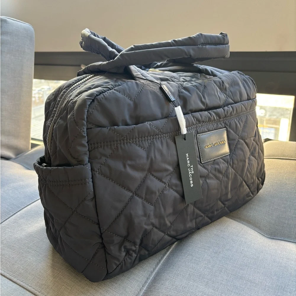 Marc Jacobs Unisex Medium Grey Quilted Weekender Tote Bag